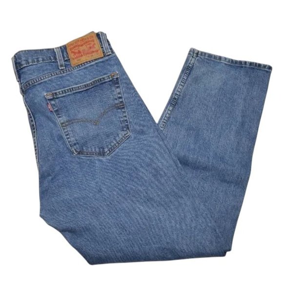 Levis 505 Men's Size 38x30 Stonewashed Jeans Regular Fit Straight Leg Denim Blue - Picture 1 of 8